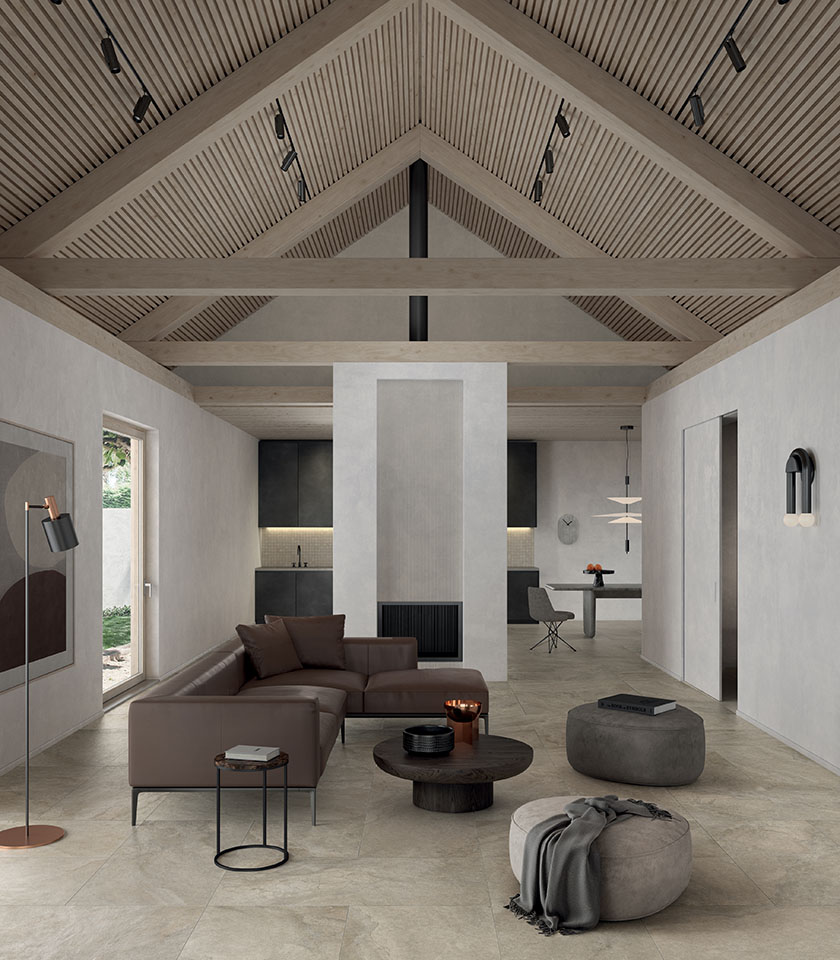 Entdecken Sie den Reiz von Ton sur Ton mit Oberflächen von Lea Ceramiche in neutralen, ausdrucksstarken Nuancen für harmonische, elegante und moderne Räume.