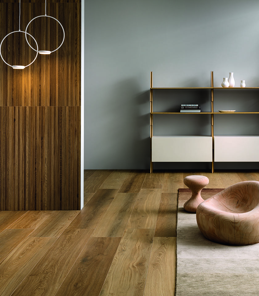 Entdecken Sie Ton sur Ton mit Holzoptik-Oberflächen von Lea Ceramiche für warme, harmonische und moderne Räume in natürlichen Nuancen.
